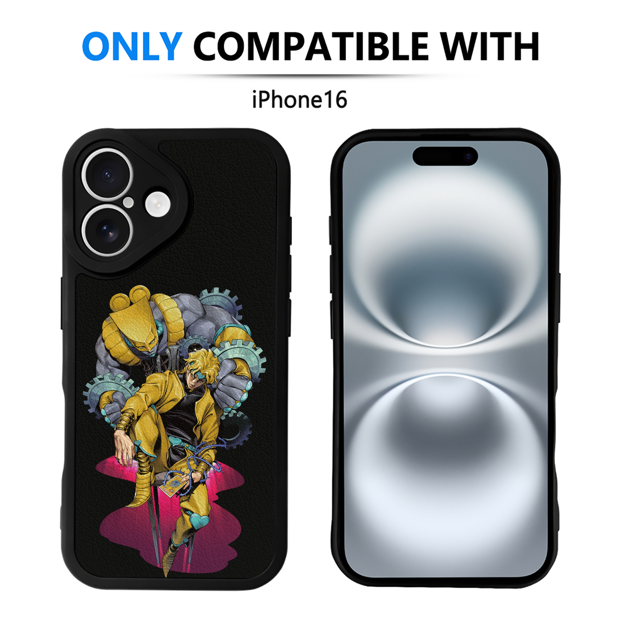 （画像用） ジョジョの奇妙な冒険 ディオ?ブランドー JoJo's Bizarre Adventure Dio Brando 【iPhone 16シリーズ対応】シリコンスマホケース（レザー調） 材質：シリコン